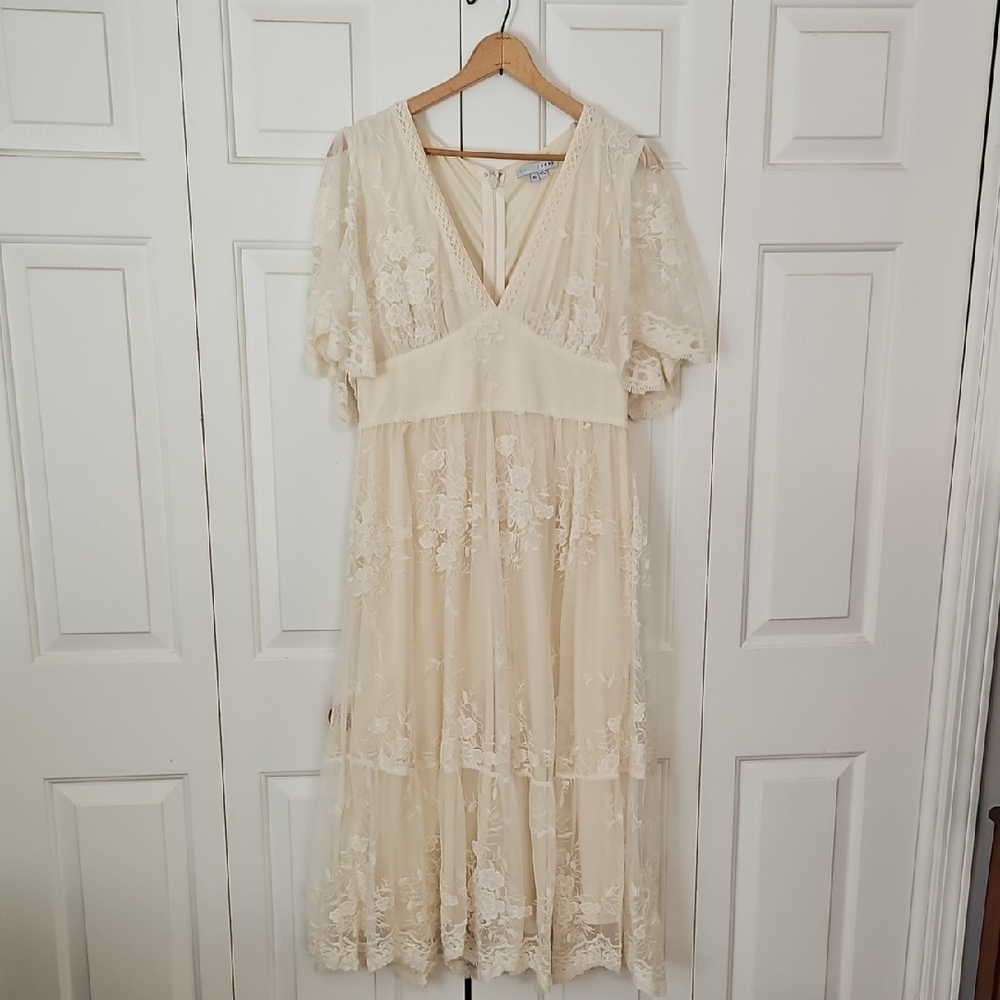 Baltic Born Cream Lace Midi Dress